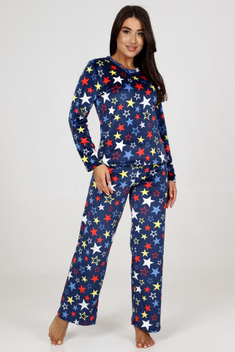 453 Пижама женская брюки (Звезды, темно-синий) - А-Дина-трикотаж