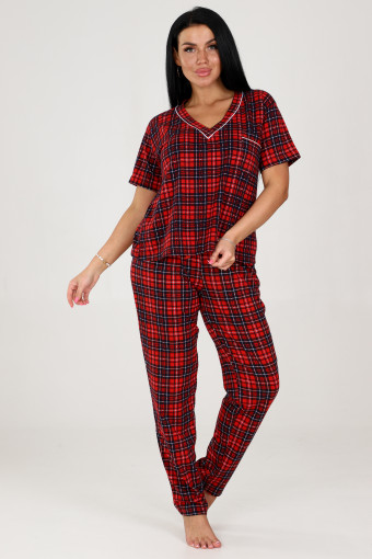 987 Пижама (брюки) (Красная клетка) - А-Дина-трикотаж